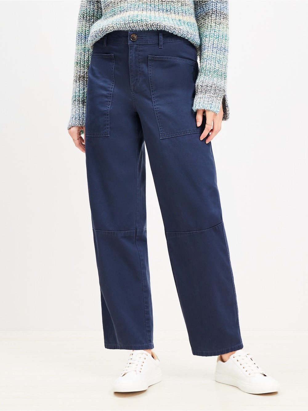 Loft Petite Utility Barrel Pants in Twill